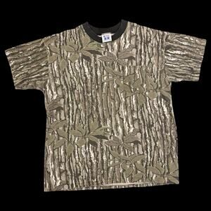 Vintage Mossy Oak Style Camo Tee USA Made Pocket T Shirt Real Tree XL